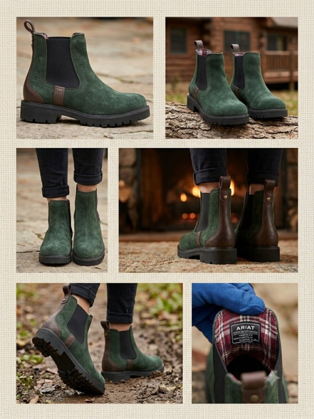 Ariat Ladies Wexford Lug Waterproof Forest Night Suede Chelsea Boots - Size 9B - Picture 2 of 9